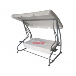 Κούνια κρεβάτι τριθέσια μεταλλική σε εκρού χρώμα και ανθρακί σκελετό 200x120x164cm Κούνια κρεβάτι τριθέσια μεταλλική σε εκρού χρώμα και ανθρακί σκελετό 200x120x164cm