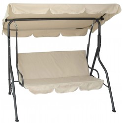 Κούνια μεταλλική τριθέσια σε χρώμα εκρού και σκελετό ανθρακί για κήπο βεράντα 170x110x153cm Κούνια μεταλλική τριθέσια σε χρώμα εκρού και σκελετό ανθρακί για κήπο βεράντα 170x110x153cm