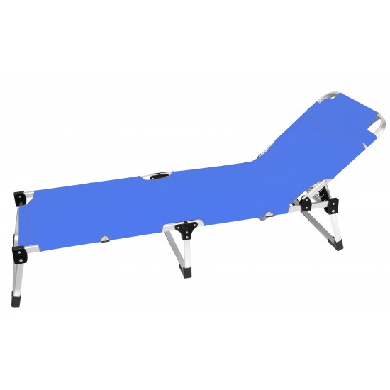 Ξαπλώστρα ενισχυμένη με αλουμίνιο τετραγωνικής διατομής 190x30x58cm σε μπλε χρώμα