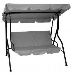 Κούνια μεταλλική τριθέσια σε χρώμα γκρι και σκελετό ανθρακί για κήπο βεράντα 170x110x153cm Κούνια μεταλλική τριθέσια σε χρώμα γκρι και σκελετό ανθρακί για κήπο βεράντα 170x110x153cm