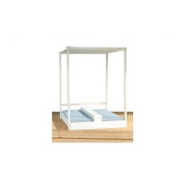 Ξαπλώστρα διπλή ξύλινη, λευκή με διαχωριστικό πάσο 140x200x200 cm Ξαπλώστρα διπλή ξύλινη, λευκή με διαχωριστικό πάσο 140x200x200 cm