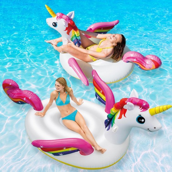Φουσκωτό στρώμα θαλάσσης-πισίνας σε σχήμα μονόκερου Unicorn Ride-on