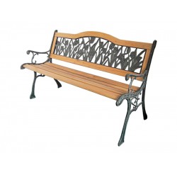 Παγκάκι κήπου από μαντέμι και ξύλο με σχέδιο στην πλάτη 123x54x40/77cm Παγκάκι κήπου από μαντέμι και ξύλο με σχέδιο στην πλάτη 123x54x40/77cm