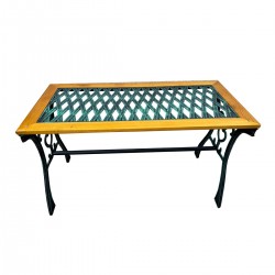 Τραπέζι κήπου-βεράντας ξύλινο με μαντεμένια πόδια 99 x47x57cm