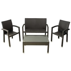 Σαλόνι κήπου-βεράντας αλουμινίου 4 τεμάχια σε καφέ δύο τόνων Σαλόνι κήπου-βεράντας αλουμινίου 4 τεμάχια σε καφέ δύο τόνων