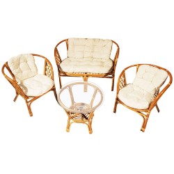 Σαλόνι κήπου-βεράντας μπαμπού-bamboo 4 τεμάχια με μαξιλάρια