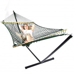 Αιώρα διπλή πλεχτή-δίχτυ βαμβακερή 200x120cm με ξύλο για camping-παραλία-κήπο Αιώρα διπλή πλεχτή-δίχτυ βαμβακερή 200x120cm με ξύλο για camping-παραλία-κήπο