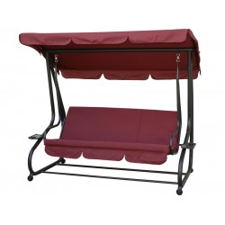 Κούνια κρεβάτι τριθέσια μεταλλική σε μπορντώ χρώμα και ανθρακί σκελετό 200x120x164cm