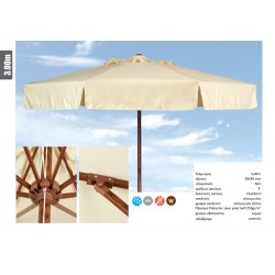 Ομπρέλα κήπου - πισίνας διαμέτρου 3m σκελετός αλουμινίου απομίμηση ξύλου και πανί 250γρ εκρού Ομπρέλα κήπου - πισίνας διαμέτρου 3m σκελετός αλουμινίου απομίμηση ξύλου και πανί 250γρ εκρού