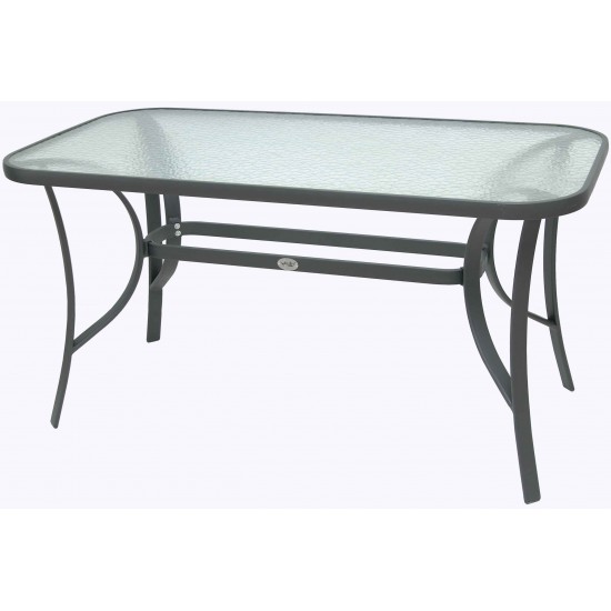 Τραπέζι αλουμινίου ανθρακί με γυαλί 160x85x71cm