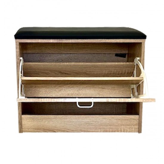 Παπουτσοθήκη-σκαμπό σε χρώμα σφένδαμο 60x24x49cm Παπουτσοθήκη-σκαμπό σε χρώμα σφένδαμο 60x24x49cm