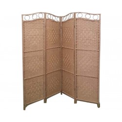 Παραβάν τετράφυλλο πλεχτό από φλούδα μπαμπού  μπεζ 180 Χ 180cm