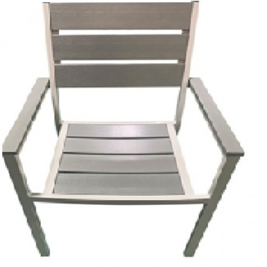 Καρέκλα βεράντας-κήπου αλουμινίου/polywood ανοιχτό γκρι 54x54x40/81,5cm