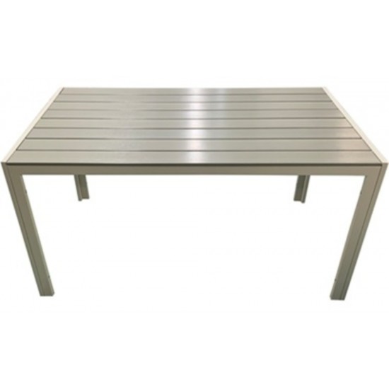 Τραπέζι κήπου-βεράντας αλουμινίου/polywood  ανοιχτό γκρι 140x80x72cm