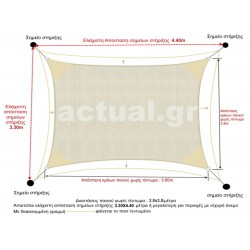 Πανί σκίασης HDPE 140γρ/m2 μπεζ διαστάσεων 3x4m με 4 κρίκους στις γωνίες και καμπύλες πλευρές Πανί σκίασης HDPE 140γρ/m2 μπεζ διαστάσεων 3x4m με 4 κρίκους στις γωνίες και καμπύλες πλευρές