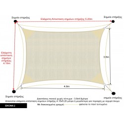 Πανί σκίασης HDPE 140γρ/m2 μπεζ διαστάσεων 4x5m με 4 κρίκους στις γωνίες και καμπύλες πλευρές Πανί σκίασης HDPE 140γρ/m2 μπεζ διαστάσεων 4x5m με 4 κρίκους στις γωνίες και καμπύλες πλευρές