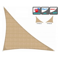 Τρίγωνο πανί σκίασης μπεζ 190γρ/m2 γωνία 90 μοίρες διαστάσεων 5x5x7.1m  
