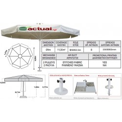 Επαγγελματική ομπρέλα Φ4m βαρέως τύπου με ιστό αλουμινίου Φ50mm και 100% αδιάβροχο εκρού πανί 280γρ/m3 Επαγγελματική ομπρέλα Φ4m βαρέως τύπου με ιστό αλουμινίου Φ50mm και 100% αδιάβροχο εκρού πανί 280γρ/m3