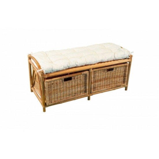 Διθέσιο κάθισμα bamboo με δύο συρτάρια 