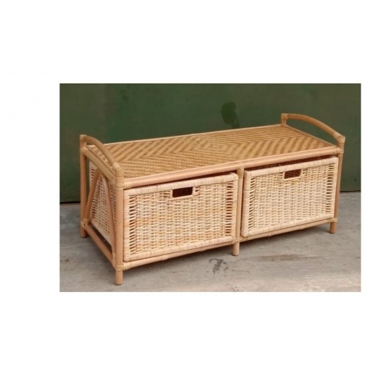 Διθέσιο κάθισμα bamboo με δύο συρτάρια 