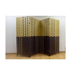 Παραβάν τετράφυλλο πλεχτό ψάθινο 2 χρώματα μπεζ /wenge 180 Χ 180cm