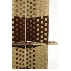 Παραβάν τετράφυλλο πλεχτό από δύο χρώματα ψάθας λαδί-venge 160 Χ 170cm με ένα ράφι Παραβάν τετράφυλλο πλεχτό από δύο χρώματα ψάθας λαδί-venge 160 Χ 170cm με ένα ράφι