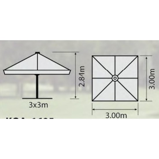 Ομπρέλα επαγγελματική τετράγωνη  3Χ3 με ιστό αλουμινίου και 8 ακτίνες και πανί 250γρ/m2